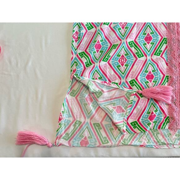 Macbeth Collection Diamond Print Pink Green Girly Swim Beach Coverup Size Medium - Picture 8 of 13